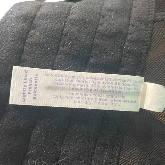 Cacique Bra 44F Pink Roses Black Lace Adjustable Straps Padded Cups Sexy - Picture 7 of 11